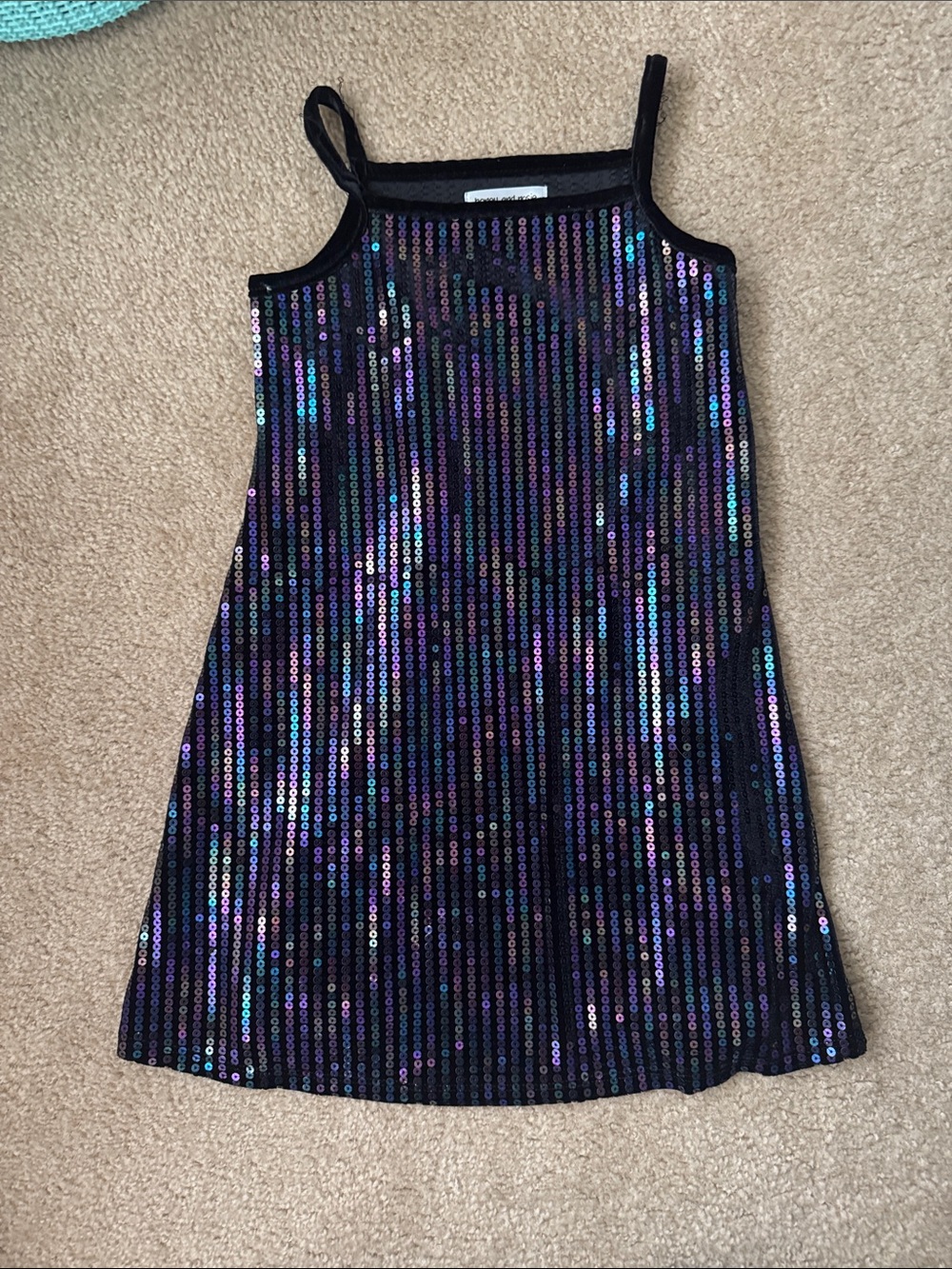 Honey and Rosie Black Iridescent Sequin Tank Dress